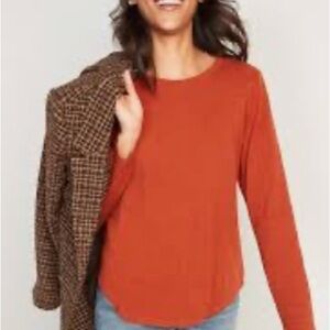 Old Navy Women's 3X Plus EveryWear Orange Crew Neck Long Sleeve T-Shirt